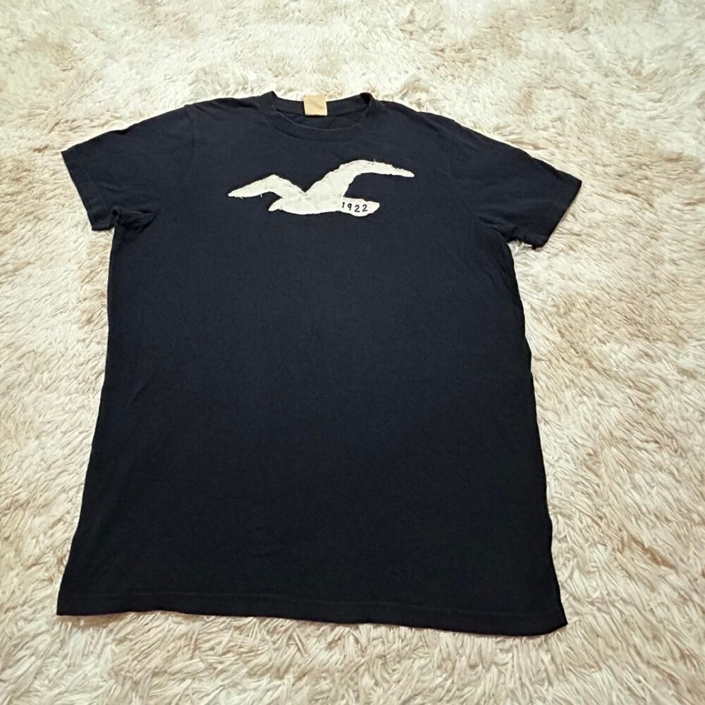 Hollister-co Women's Black and Navy T-shirt
